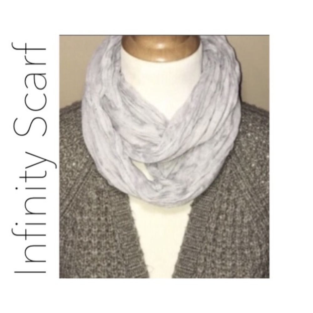Gray infinity scarf can be worn many ways